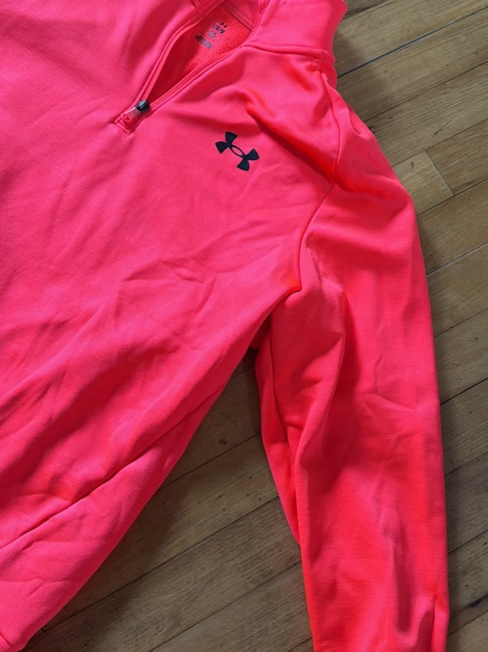 Under Armour Neon Pink Quarter-Zip Performance Top Large